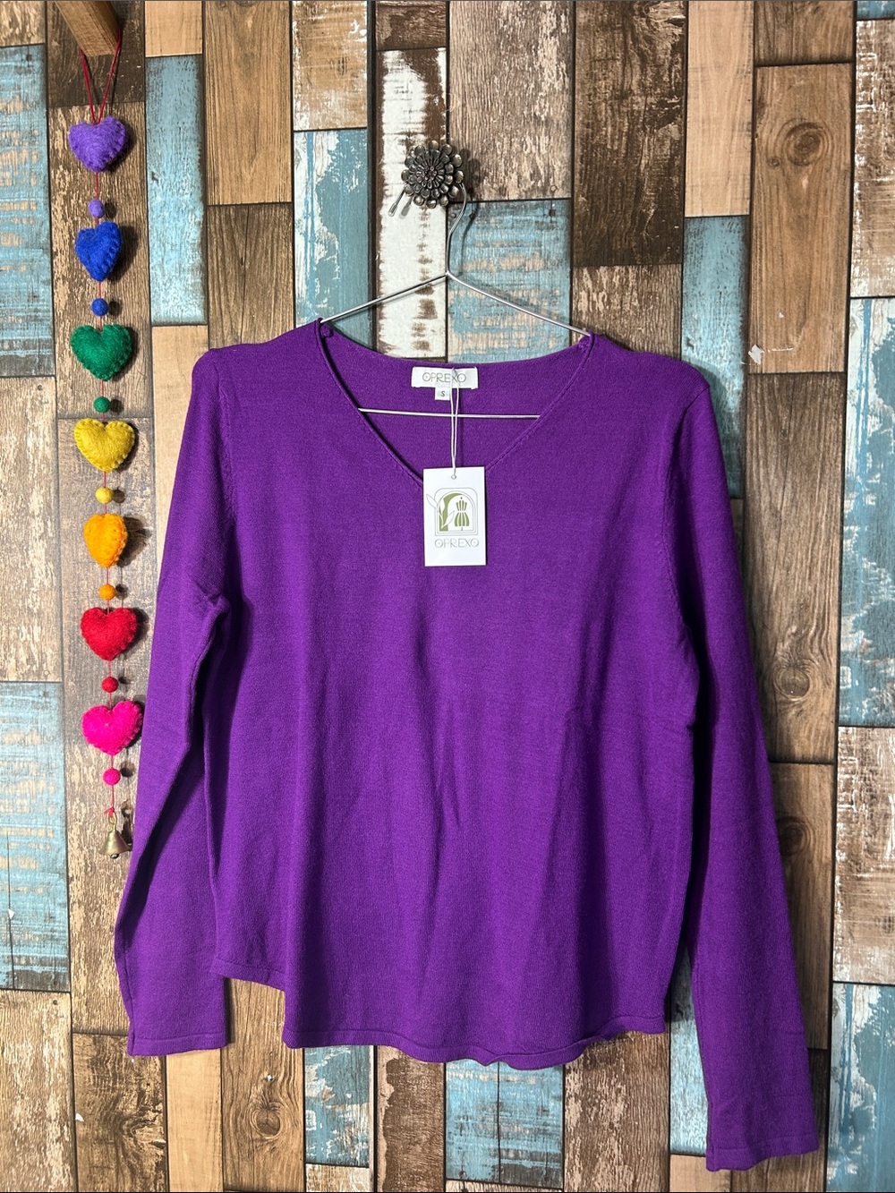 lorenzo Vibrant Purple V-Neck Long Sleeve Top